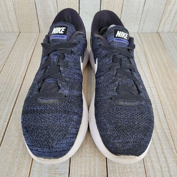 Nike Lunarepic Flyknit Black Blue Low Athletic Running Shoes Women Size 8.5 - Picture 2 of 8